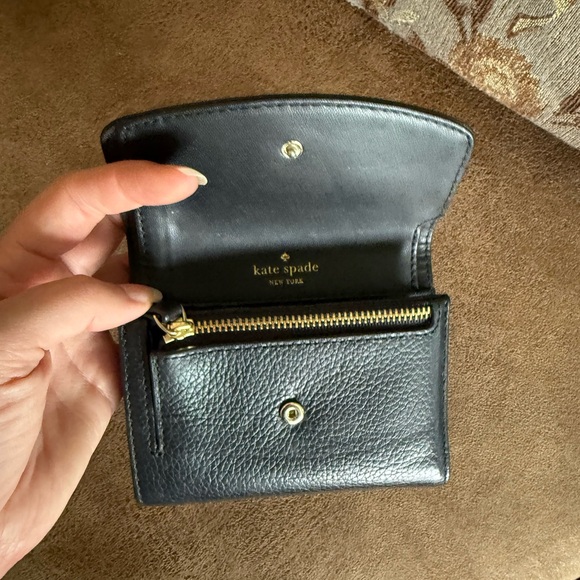 Kate Spade Tri Fold Black Leather Wallet - Picture 5 of 7